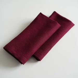 Льняные салфетки бордовые, набор из 2 шт