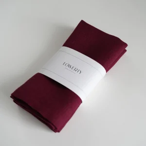 Льняные салфетки бордовые, набор из 2 шт