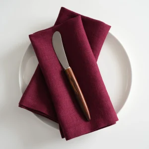 Льняные салфетки бордовые, набор из 2 шт