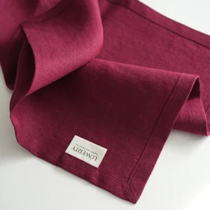 Льняные салфетки бордовые, набор из 2 шт