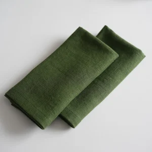 Льняные салфетки зеленые, набор из 2 шт
