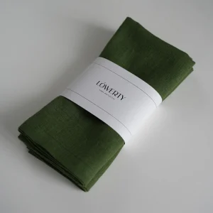 Льняные салфетки зеленые, набор из 2 шт