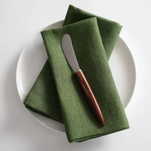 Льняные салфетки зеленые, набор из 2 шт