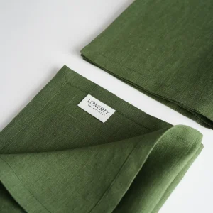 Льняные салфетки зеленые, набор из 2 шт