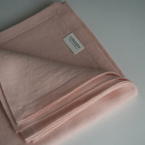 Льняная скатерть персиковая 140х240 см