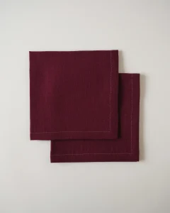 Салфетки бордовые с золотой строчкой, 2 шт