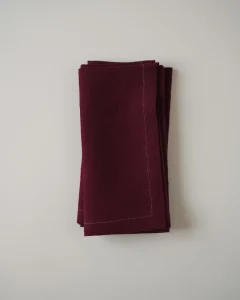 Салфетки бордовые с золотой строчкой, 2 шт