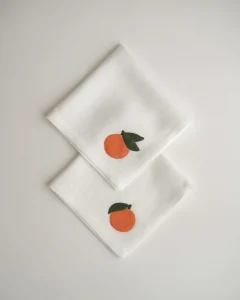 Льняные салфетки с аппликацией «мандарины», 2 шт