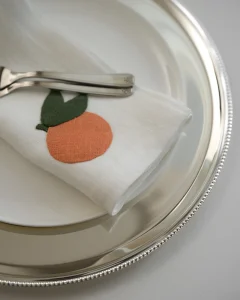 Льняные салфетки с аппликацией «мандарины», 2 шт