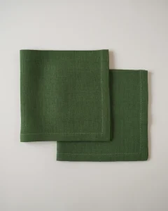 Салфетки зеленые с золотой строчкой, 2 шт