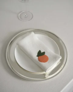 Льняные салфетки с аппликацией «мандарины», 2 шт