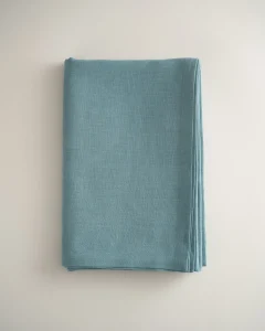 Льняная скатерть лазурная, 140х180см