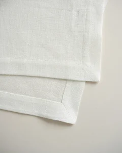 Льняная жаккардовая скатерть белая, 140х180см