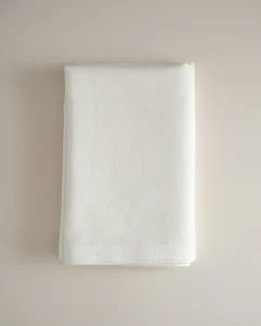 Льняная жаккардовая скатерть белая, 140х180см