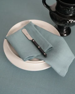 Льняные салфетки лазурные, набор из 2 шт