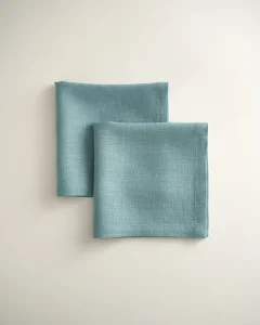 Льняные салфетки лазурные, набор из 2 шт