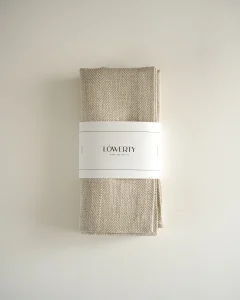 Льняные жаккардовые салфетки бежевые, 2 шт