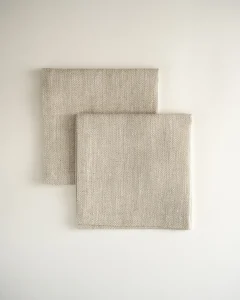 Льняные жаккардовые салфетки бежевые, 2 шт