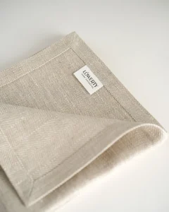 Льняные жаккардовые салфетки бежевые, 2 шт