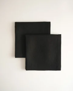 Льняные жаккардовые салфетки черные, 2 шт