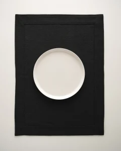 Плейсмат из жаккардового льна черный