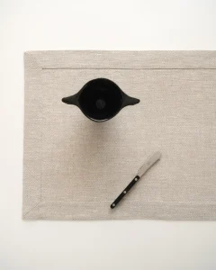 Плейсмат из жаккардового льна бежевый