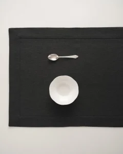 Плейсмат из жаккардового льна черный